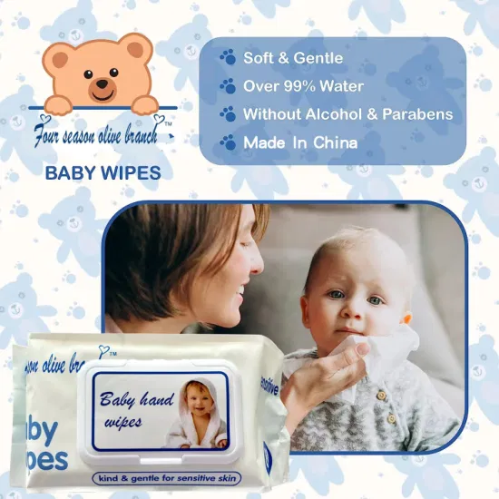 Einweg-Feucht- und Trockentücher für das Babygesicht aus reiner Baumwolle für empfindliche Babyhaut